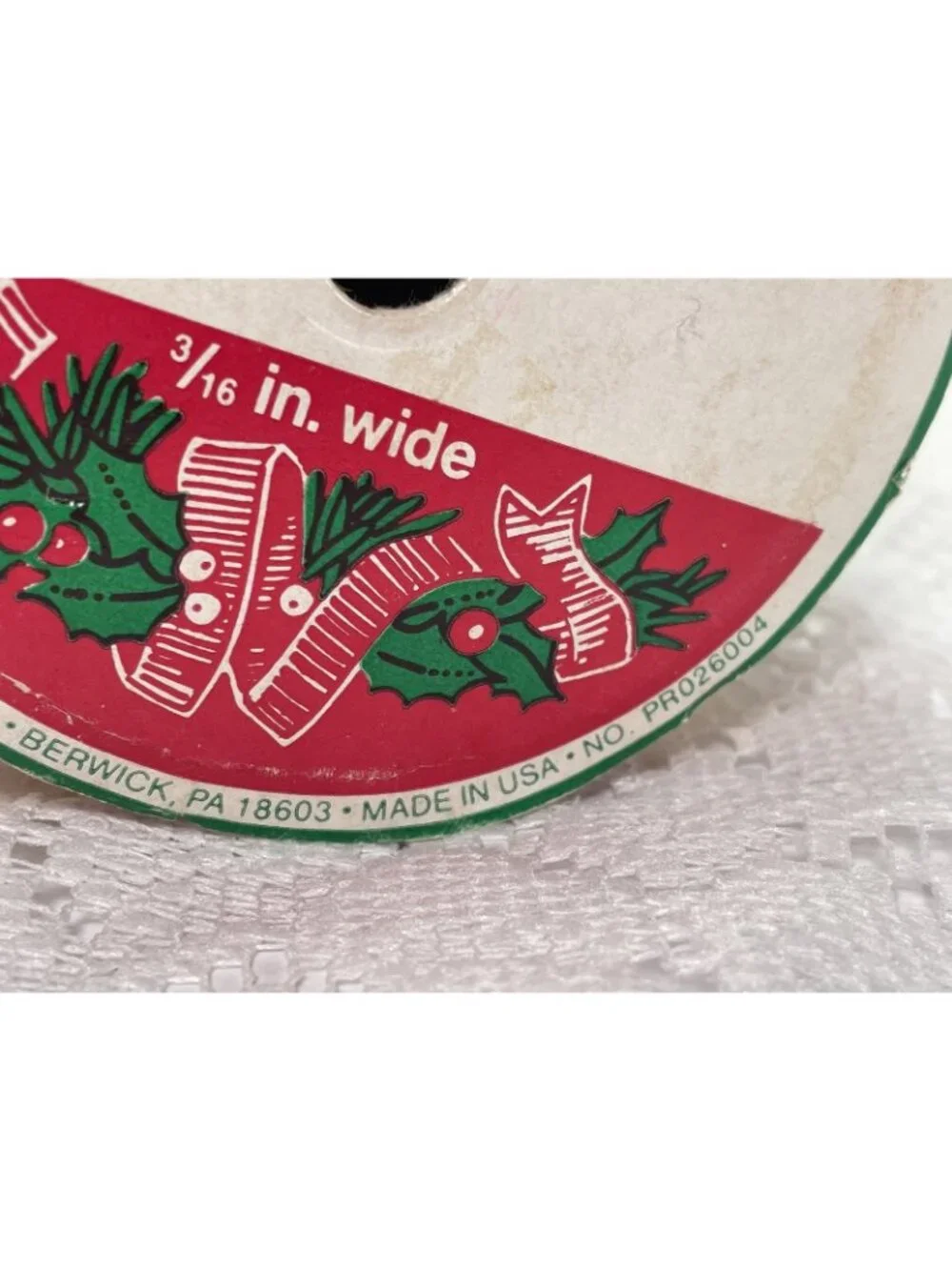 1970s Vtg Burwick Curling Ribbon 3 Color Spool Green Gold Red Orig Sticker USA